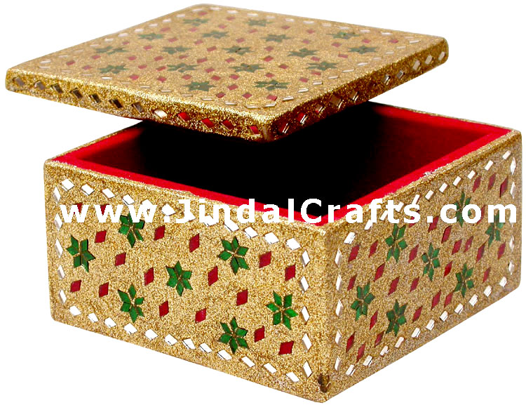 Handmade Lac Decorative Jewelry Box Indian Rich Crafts
