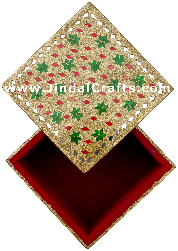 Handmade Lac Decorative Jewelry Box Indian Rich Crafts