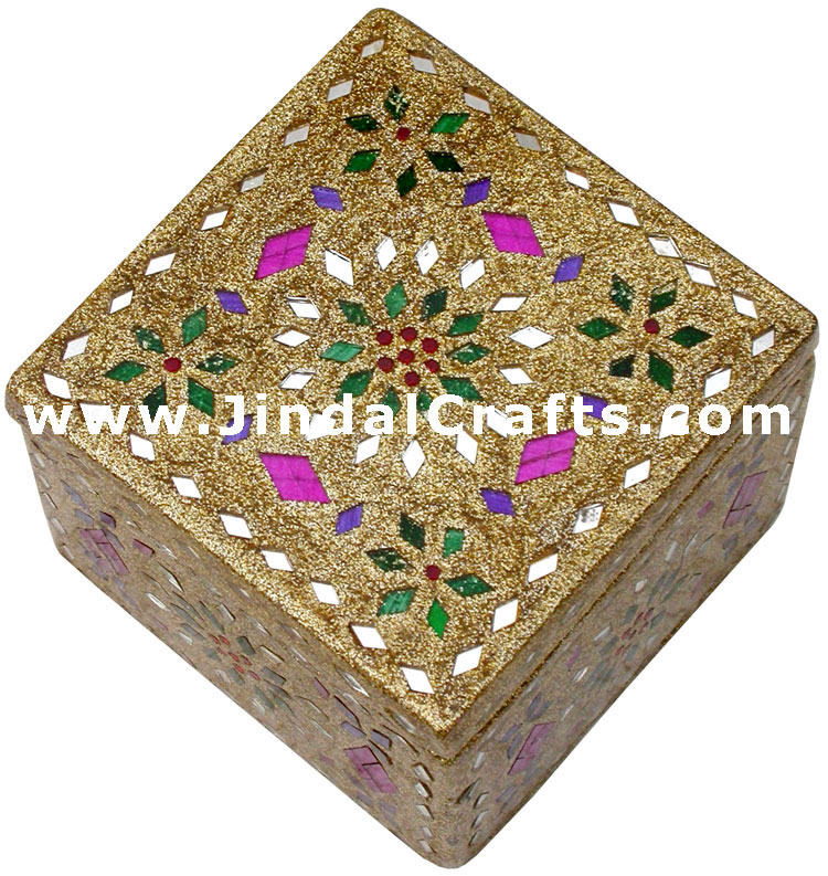 Handmade Lac Decorative Jewelry Box Indian Rich Crafts