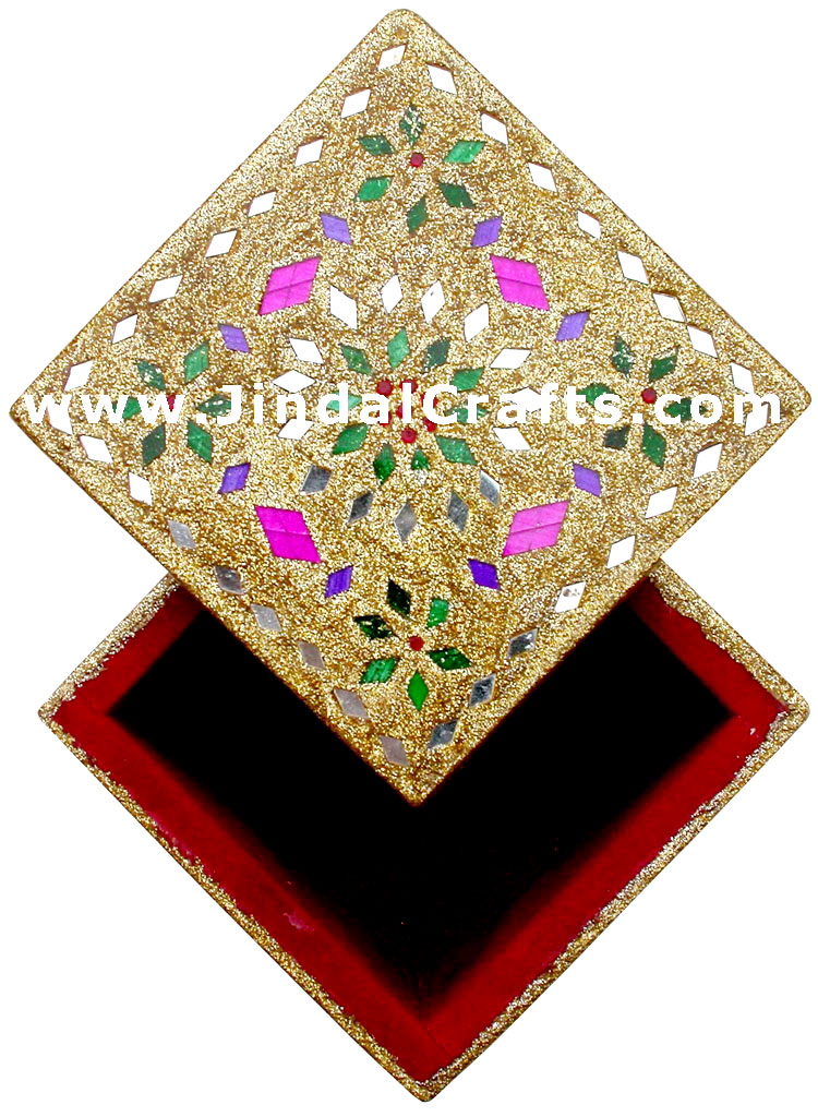 Handmade Lac Decorative Jewelry Box Indian Rich Crafts