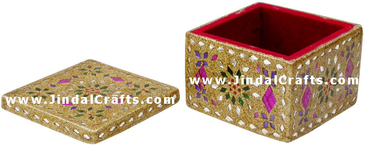 Handmade Lac Decorative Jewelry Box Indian Rich Crafts