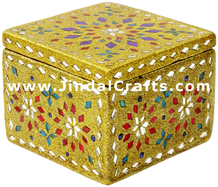 Handmade Lac Decorative Jewelry Box Indian Rich Crafts