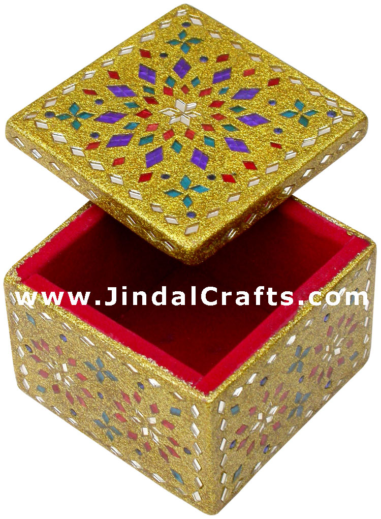 Handmade Lac Decorative Jewelry Box Indian Rich Crafts