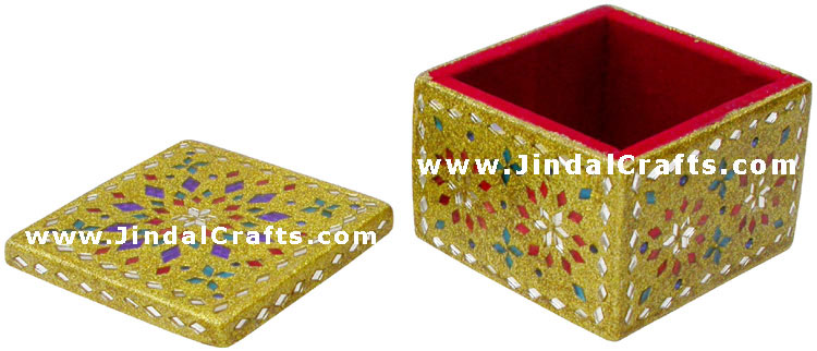 Handmade Lac Decorative Jewelry Box Indian Rich Crafts