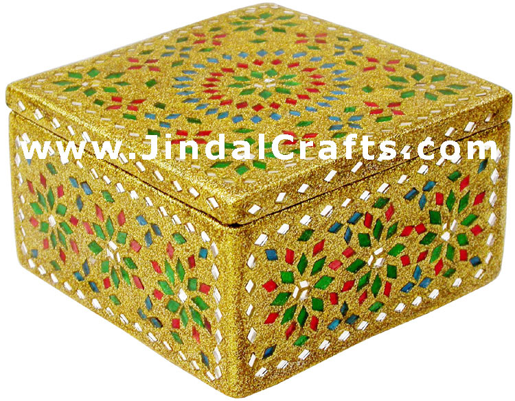 Handmade Lac Decorative Jewelry Box Indian Rich Crafts