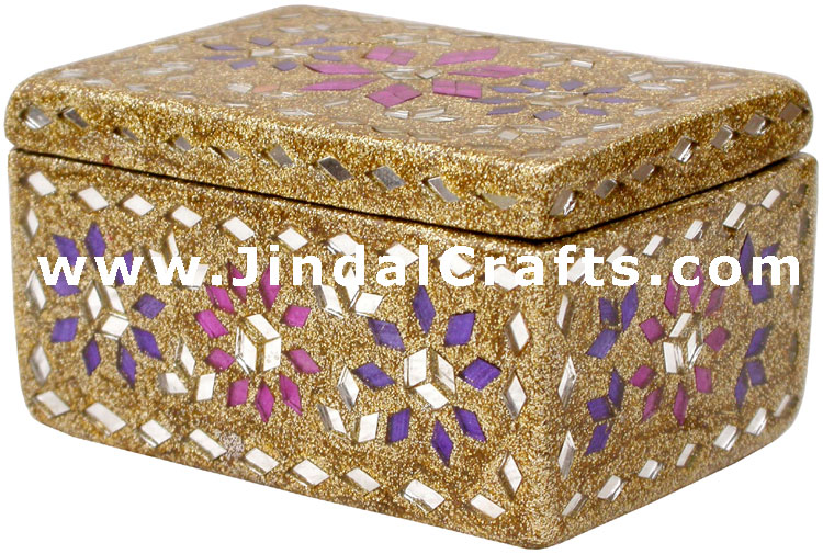 Handmade Lac Decorative Jewelry Box Indian Rich Crafts
