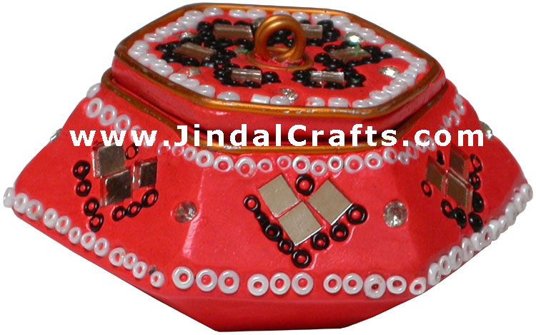 Handmade Lac Multi Purpose Trinket Box Souvenir from India Handicrafts Gifts Art