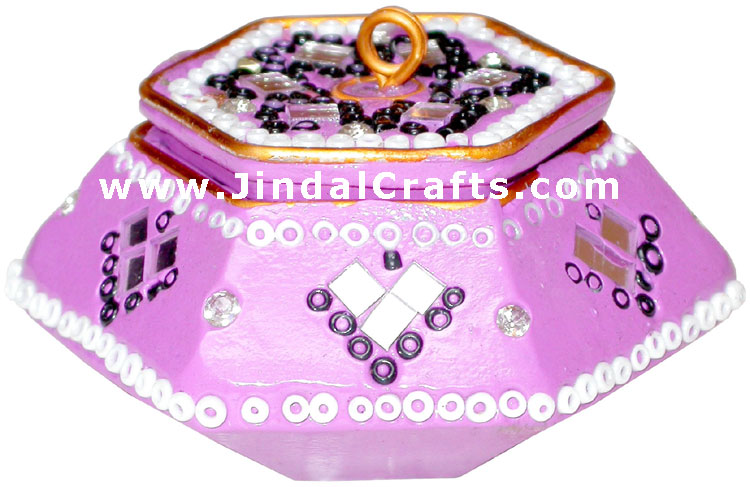 Handmade Lac Multi Purpose Trinket Box Souvenir from India Handicrafts Gifts Art