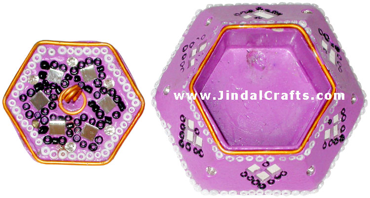 Handmade Lac Multi Purpose Trinket Box Souvenir from India Handicrafts Gifts Art
