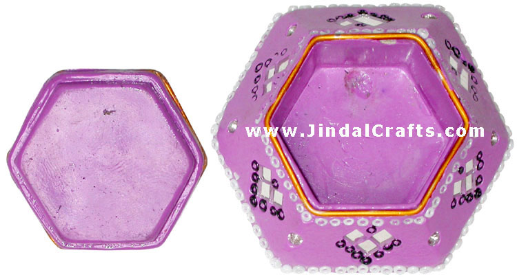 Handmade Lac Multi Purpose Trinket Box Souvenir from India Handicrafts Gifts Art