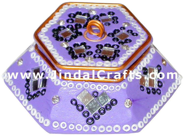 Handmade Lac Multi Purpose Trinket Box Souvenir from India Handicrafts Gifts Art