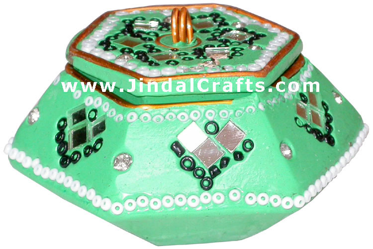 Handmade Lac Multi Purpose Trinket Box Souvenir from India Handicrafts Gifts Art