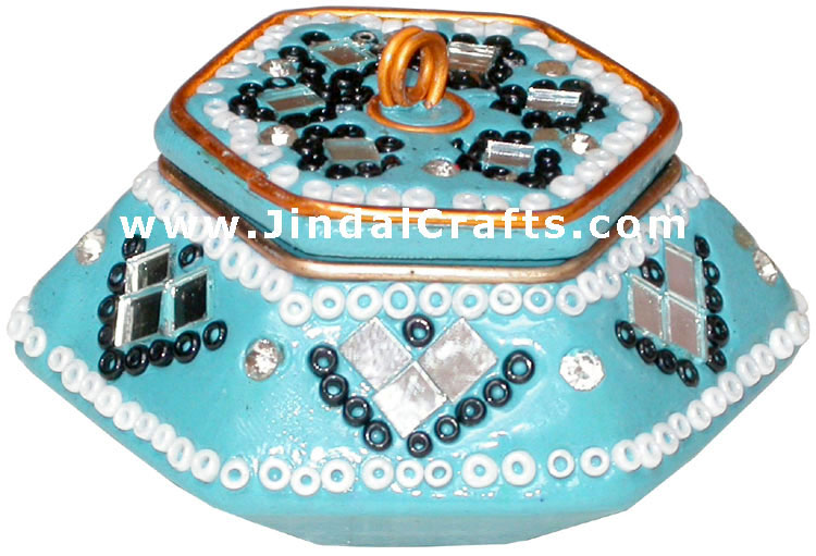 Handmade Lac Multi Purpose Trinket Box Souvenir from India Handicrafts Gifts Art