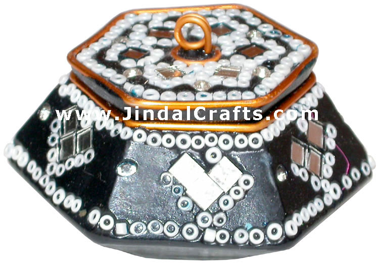 Handmade Lac Multi Purpose Trinket Box Souvenir from India Handicrafts Gifts Art