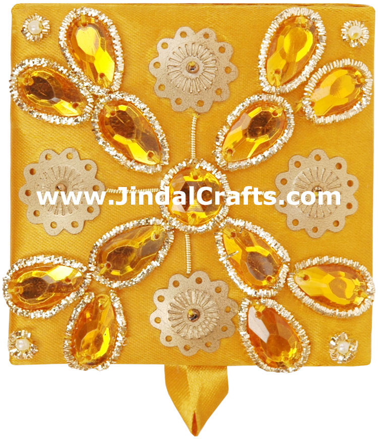 Set of 3 Hand Made Beaded and Embroidered Jari Boxes