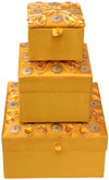 Set of 3 Hand Made Beaded and Embroidered Jari Boxes