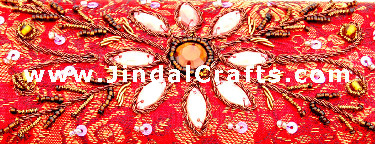 Rings Box Hand Embroidered Designer Beaded Jari India