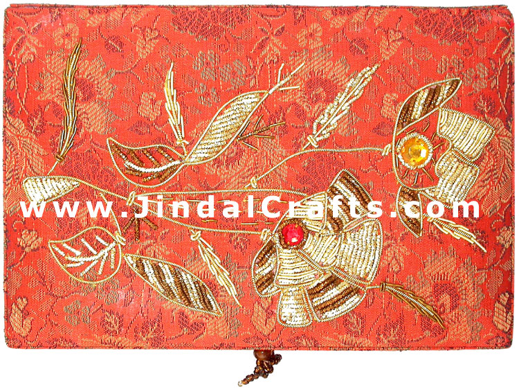 Hand Embroidered Beaded Jari Zari Jewelry Box from India