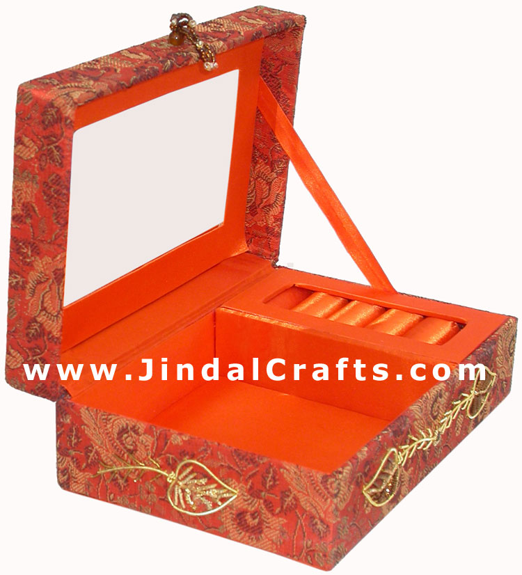Hand Embroidered Beaded Jari Zari Jewelry Box from India