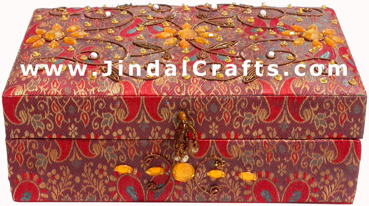 Hand Embroider Beaded Jari Zari Decorative Jewelry Box