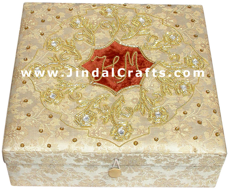 Hand Embroider Beaded Jari Zari Decorative Jewelry Box