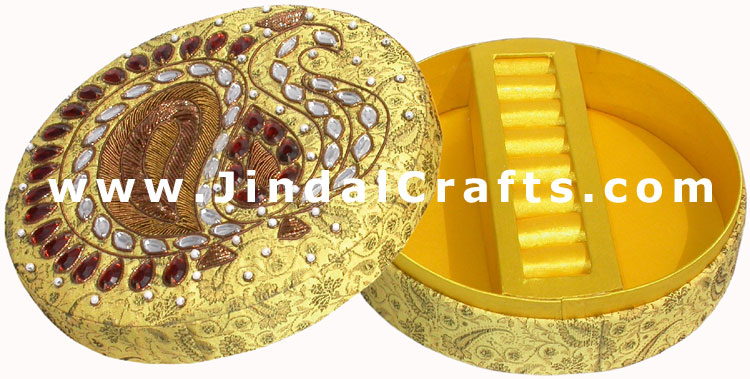 Hand Embroider Beaded Jari Zari Decorative Jewelry Box
