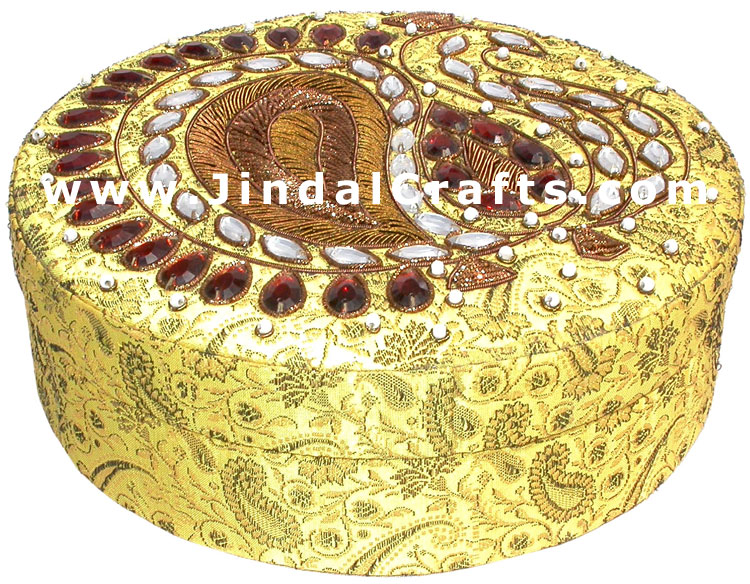 Hand Embroider Beaded Jari Zari Decorative Jewelry Box