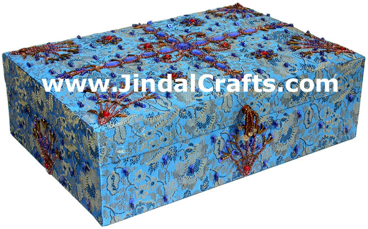 Hand Embroider Beaded Jari Zari Jewelry Box Decor India