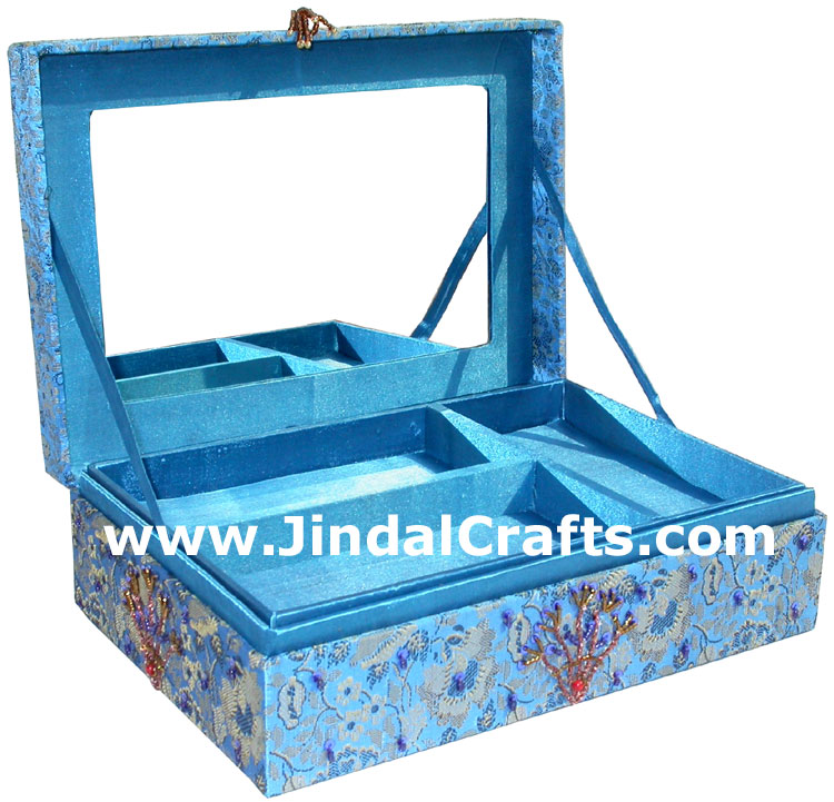 Hand Embroider Beaded Jari Zari Jewelry Box Decor India