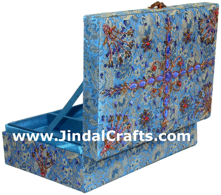 Hand Embroider Beaded Jari Zari Jewelry Box Decor India