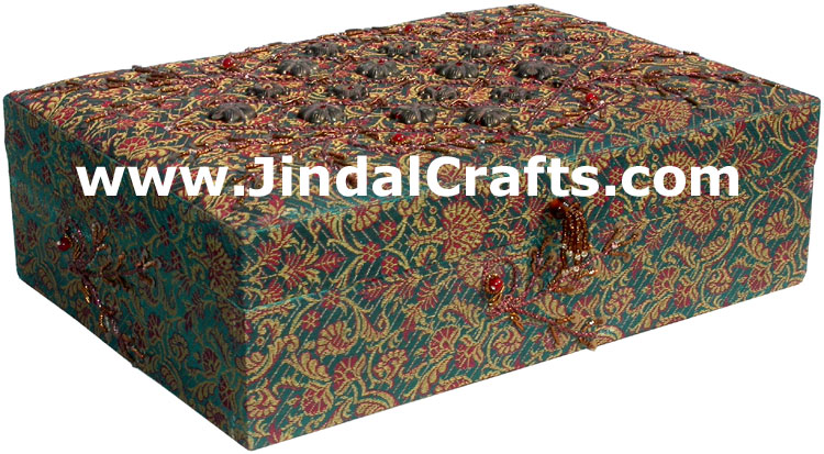 Hand Embroider Beaded Jari Zari Jewelry Box Decor India
