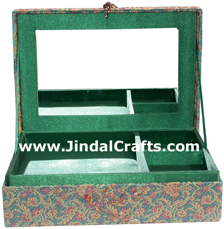 Hand Embroider Beaded Jari Zari Jewelry Box Decor India