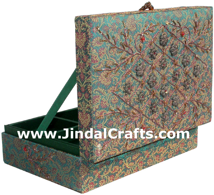 Hand Embroider Beaded Jari Zari Jewelry Box Decor India