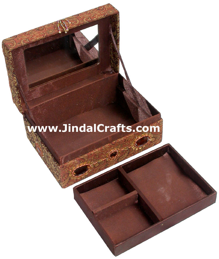 Hand Embroider Beaded Jari Zari Jewellery Box India Art