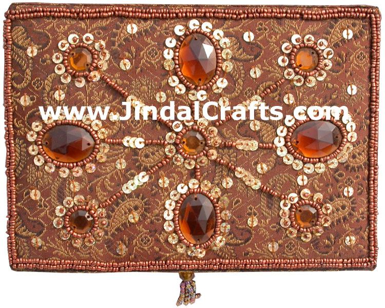 Hand Embroider Beaded Jari Zari Jewellery Box India Art