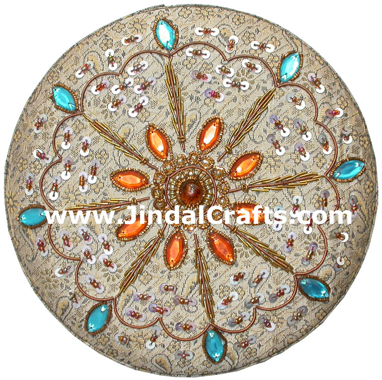 Hand Embroider Beaded Jari Zari Jewellery Box India Art