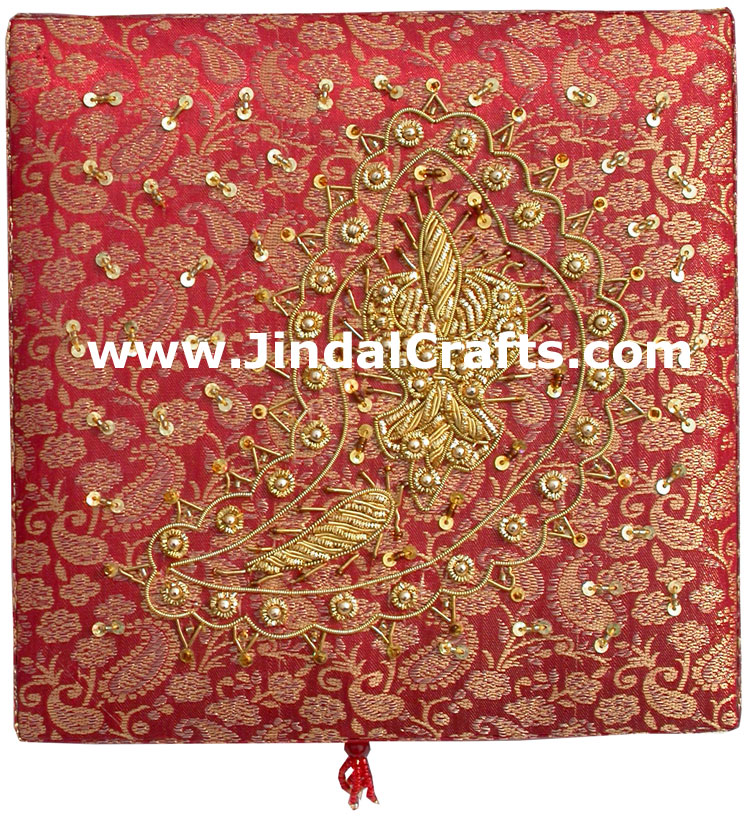 Hand Embroider Beaded Jari Zari Jewellery Box India Art