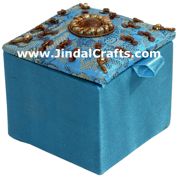 Hand Embroider Beaded Jari Zari Gift Box India Art