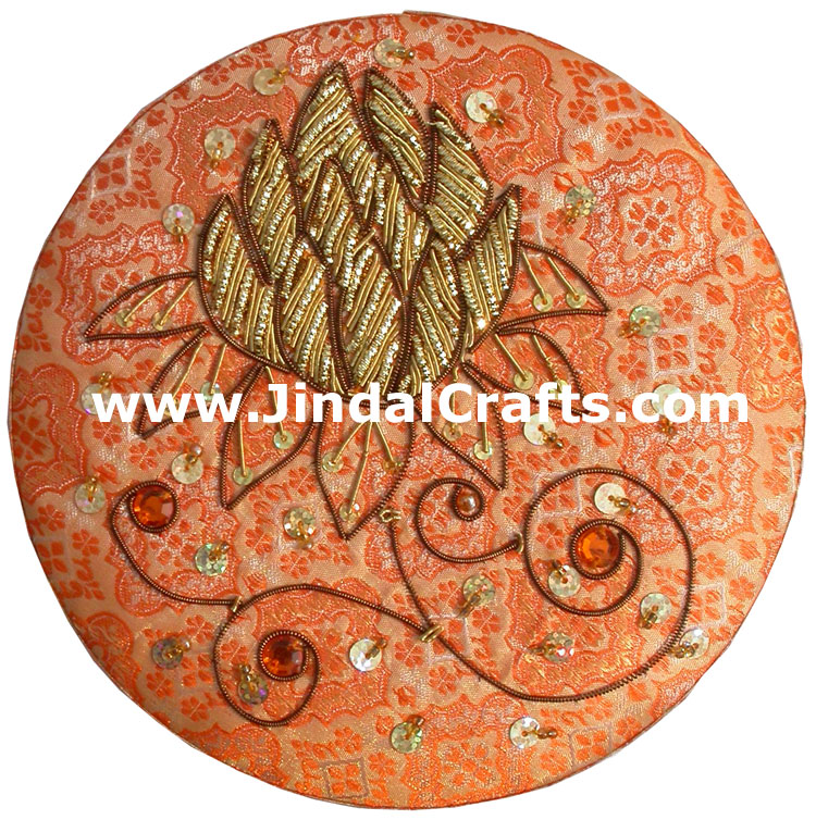 Hand Embroider Beaded Jari Zari Jewellery Box India Art