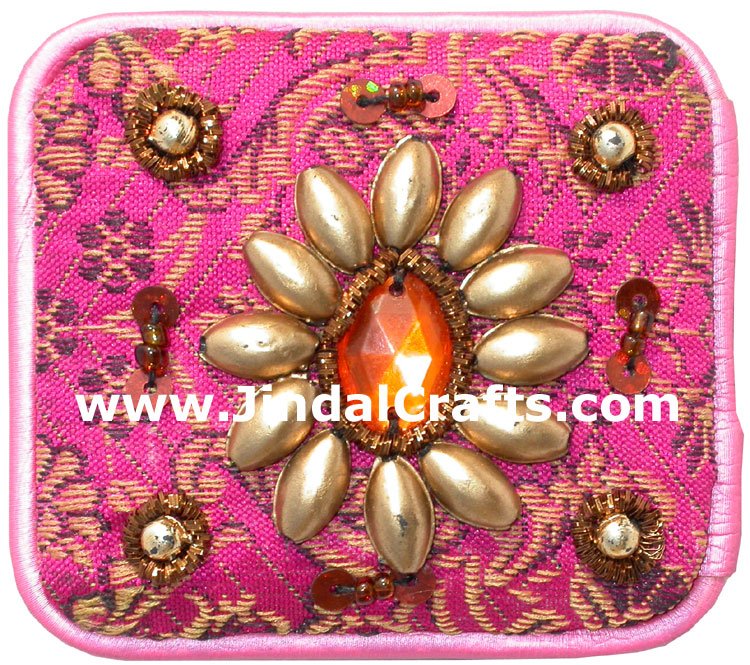 Hand Embroider Beaded Jari Zari Jewellery Box India Art