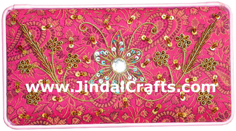 Hand Embroider Beaded Jari Zari Jewellery Box India Art