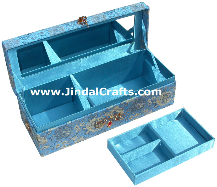 Hand Embroider Beaded Jari Zari Jewellery Box India Art