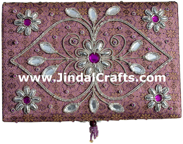 Hand Embroider Beaded Jari Zari Jewellery Box India Art