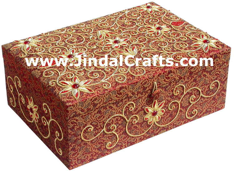 Hand Embroidered Designer Jewelry Box Handicraft Gift