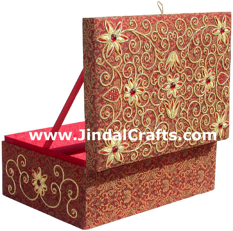 Hand Embroidered Designer Jewelry Box Handicraft Gift