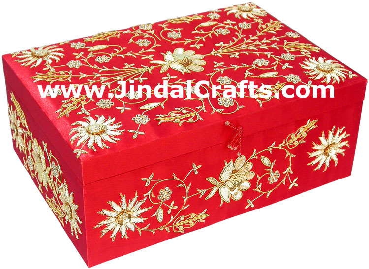 Hand Embroidered Designer Jewelry Box Souvenir Gift Art