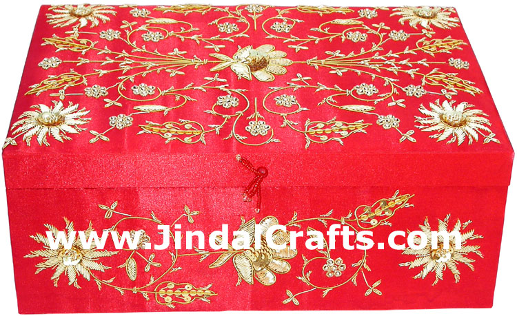 Hand Embroidered Designer Jewelry Box Souvenir Gift Art