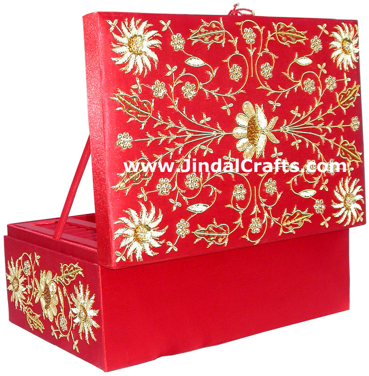 Hand Embroidered Designer Jewelry Box Souvenir Gift Art