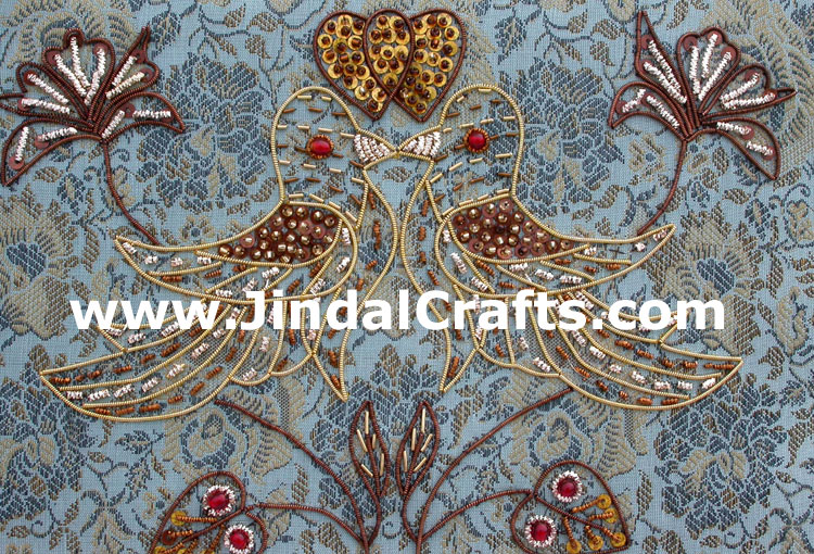 Hand Embroidered Designer Beaded Zari Jewelry Box Souvenir Indian Rich Art Craft