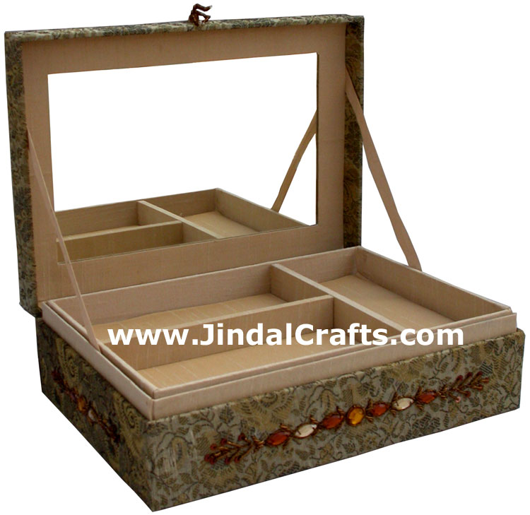 Hand Embroidered Designer Jewelry Box Beaded Zari Indian Art Novica Gaiam Gift